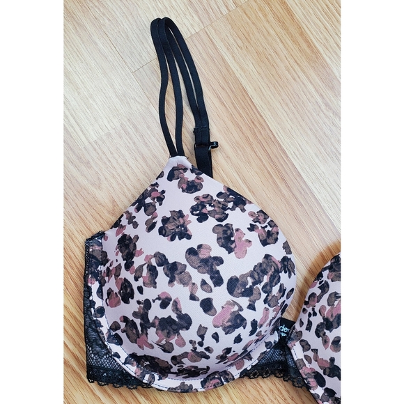 NWT Modern Movement 30 D lace wing push up t shirt bra abstract leopard cross  - Picture 5 of 12